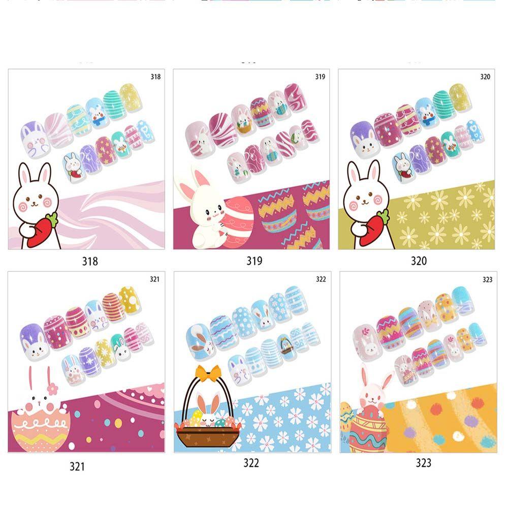 Нажмите на ногти Детские накладные ногти Накладные ногти Украшение ногтей Пасхальные детские накладные ногти