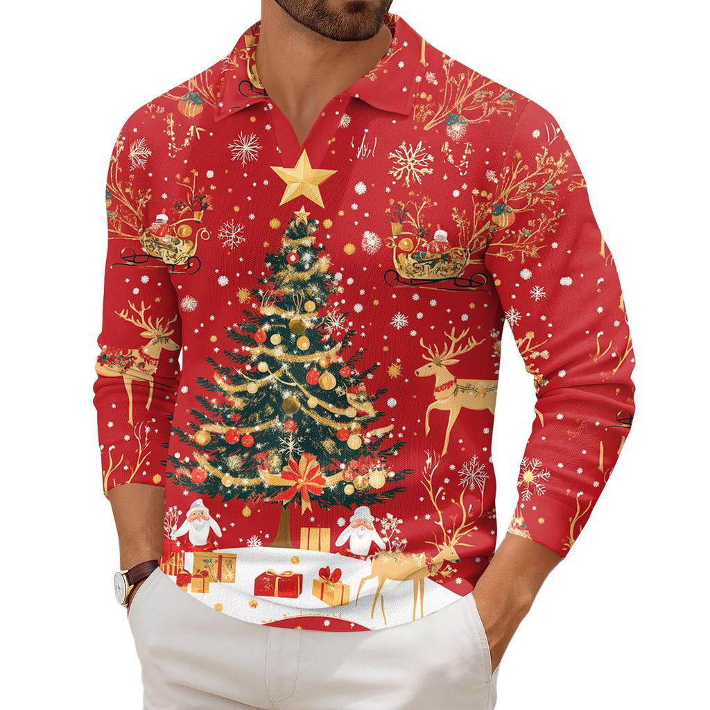 Men's Casual Collared Long-Sleeve Knit Base Layer Top