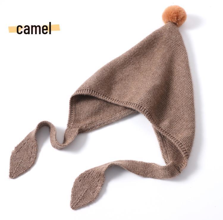 Вязаная кашемировая шапка для мальчиков и девочек: Теплая, симпатичная, ветрозащитная шапка с защитой ушей для осени и зимы.