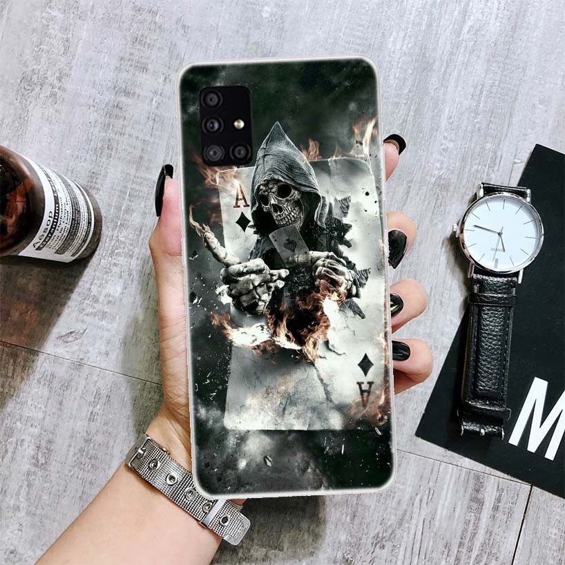 Чехол для телефона Grim Reaper с черепом и скелетом для Samsung Galaxy A12 A22 A32 A42 A52 A72 A51 A71 5G A41 A31 A21 A02S M12 M21 M31 M30S Fu