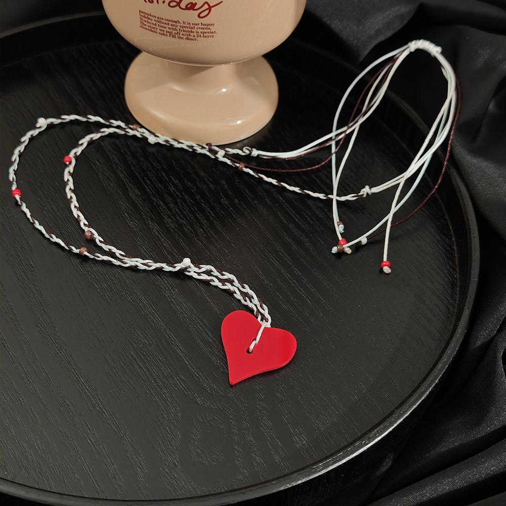 Мультяшное Милое Яблоко Любовь Плетеное Ожерелье Нишевый Дизайнерский Смысл Модное Простое Длинное Цепочка для Свитера