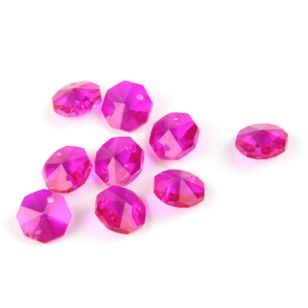 100Pcs 14Mm Crystal Chandelier Parts Glass Octagon Beads In 1 Hole/2 Holes Diy Strand Accessories Sucatchers For Home Decoration