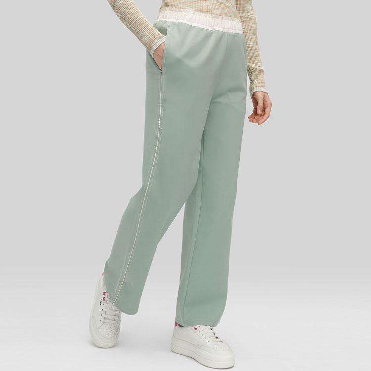 Fila Однотонные эластичные брюки прямого кроя с завышенной талией, женские брюки, повседневные, свободные, цвет хаки F11W414609F-KK