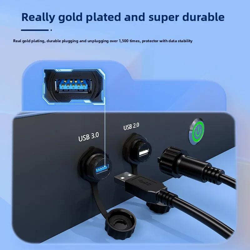 USB Data Interface Wire Wateroroof IP67 USB3.0 Connector Extension Cable USB 3.0 Panel Mount Cable USB Type A Round Socket