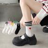 Female Spring and Autumn New Love Trend Stripe All Go Boneless In Tube Cotton Socks