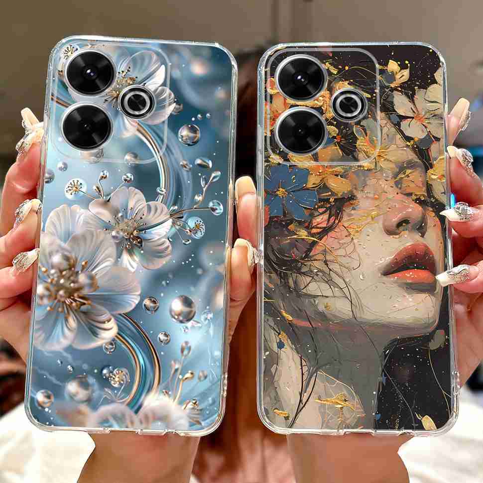 For Xiaomi Redmi 13 4G Case Fashion Girl Flower Silicone Soft TPU Shockproof Cover Coque For Redmi13 redemi13 Bumper Phone Case