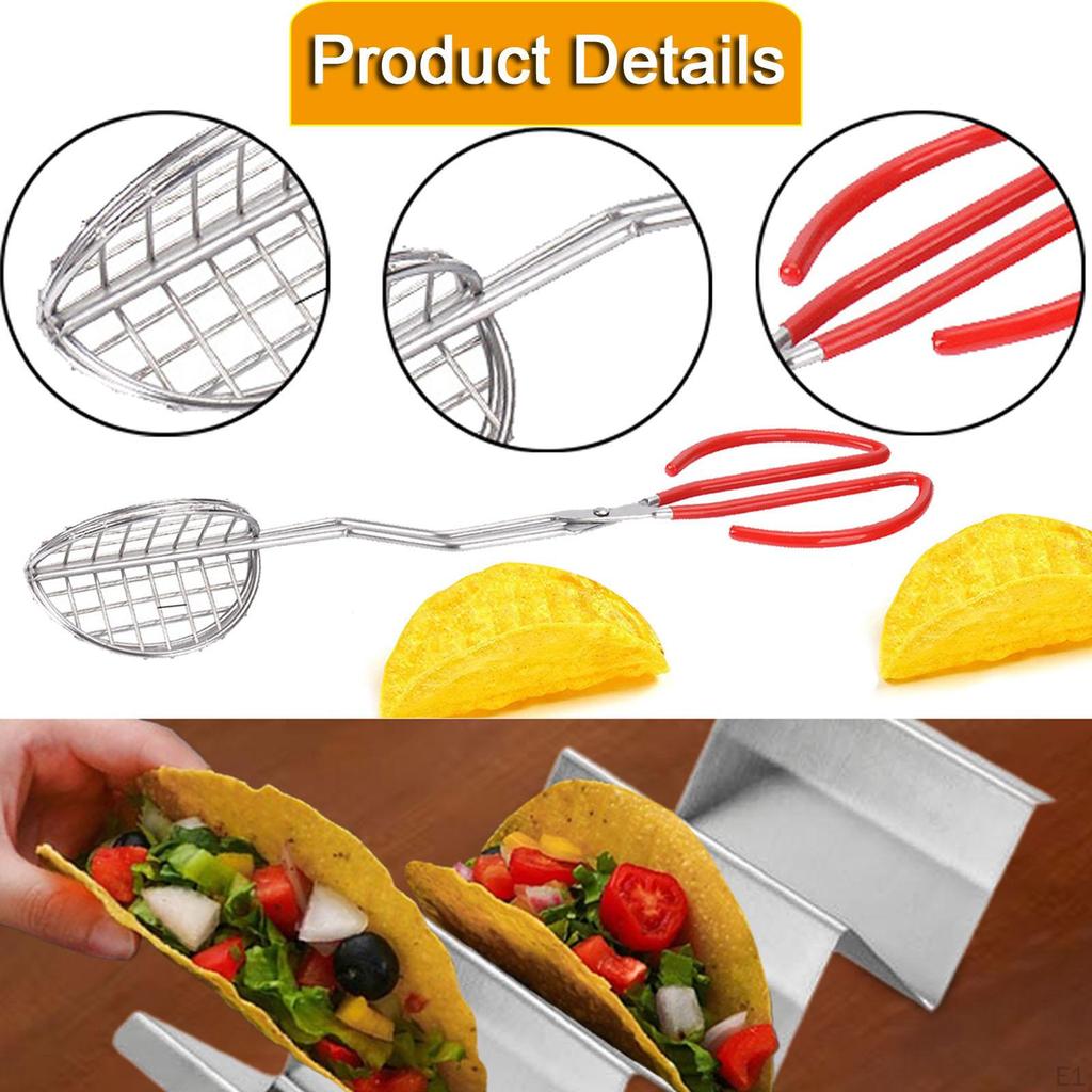 Taco Case Tong Kitchen Tool Gadget Frying Sturdy Cooking Press Stainless Steel for Friends
