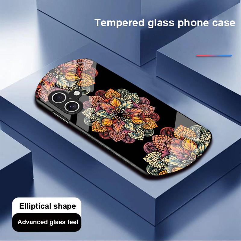 Красочный Цветочный Тотем Для Apple IPhone 16 11 13 15 14 Pro Max 12 Mini 7 8 Plus XR XS Чехол для телефона из закаленного стекла эллиптической формы