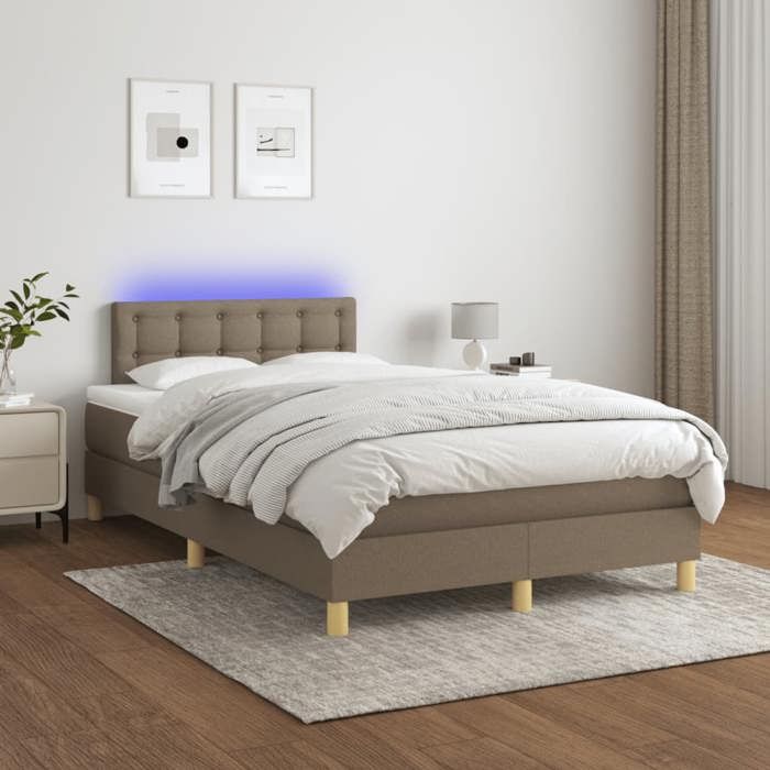 Maison Exclusive - Sommier à lattes de lit matelas et LED taupe 120x190 cm tissu