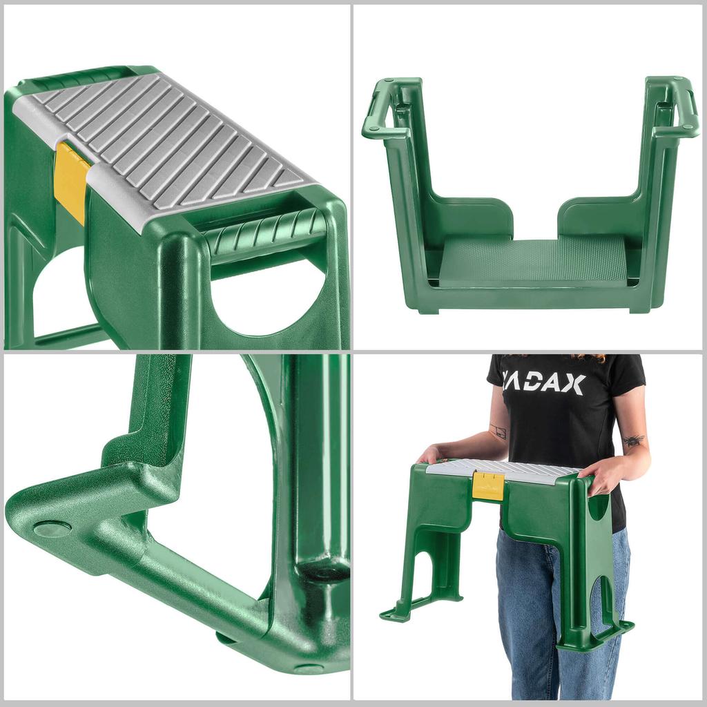 KADAX Садовый коленопреклонитель Табурет Стул Ящик для хранения Табуретка Скамейка 3в1 Складной Зеленый