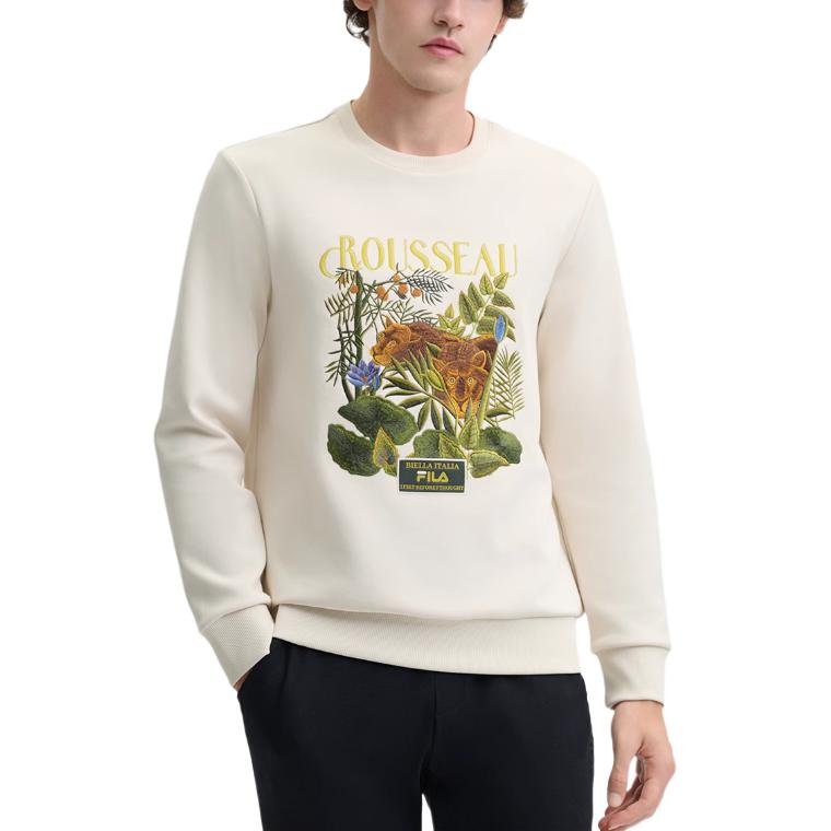 Fila X Rousseau Серия Наследие Модный Удобный Пуловер с Круглым Вырезом Буквенный Колледж Стиль Толстовка с Длинным Рукавом Мужская толстовка F11M448212F-BG