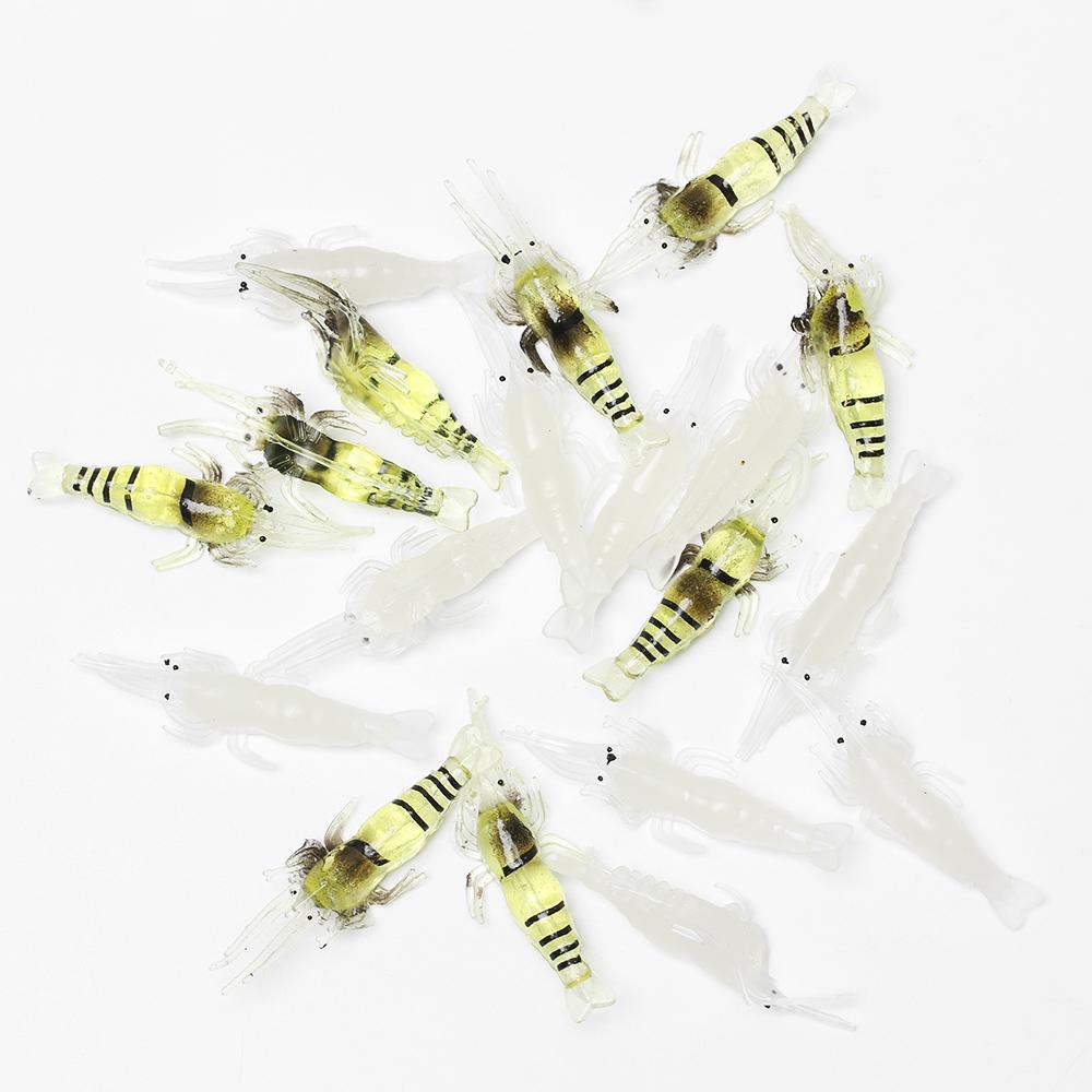 10Pcs Luminous Soft Creative Hook Worm Silicone Shrimp Fake Bait Prawn Lure Sea Fishing