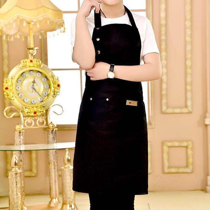 Canvas Aprons for Woman Men Kitchen Chef Work Apron for Grill Restaurant Bar Shop Cafes Beauty Nails Studios Uniform