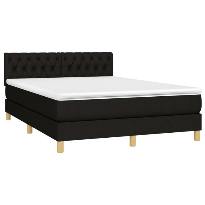 Maison Exclusive - Sommier à lattes de lit avec matelas LED Noir 140x190 cm Tissu
