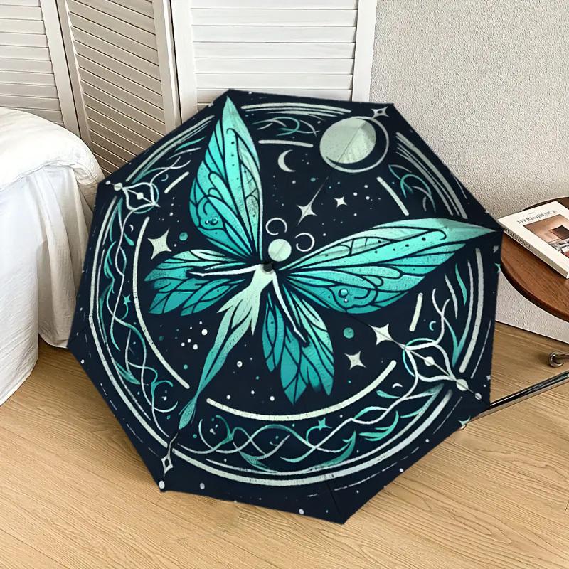 1pc Enchanted Celestial Butterfly Mandala Umbrella with Plastic Handle,Suitable for All Seasons Home Travel Outdoor UmbrellaDD998