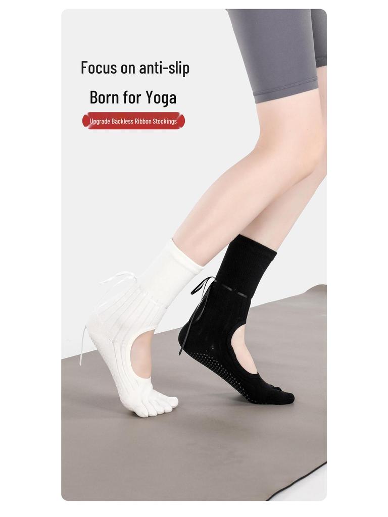 MEIKAN Женские нескользящие носки до середины икры с лентой на пальцах для йоги