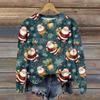 Women's Fashion Christmas Printed Long Sleeve Loose Round Neck Sweatshirt Top