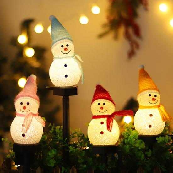 Солнечные наземные лампы, уличные рождественские светильники в форме снеговика, энергосберегающие декоративные светильники для сада и двора