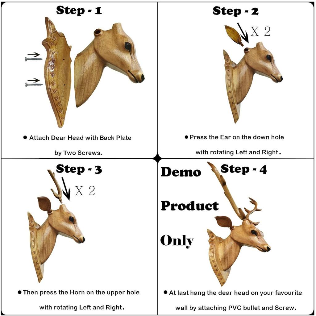 Предмет домашнего декора «Голова оленя» высотой 45 см с рогом – Изделия ручной работы из дерева Изделие для украшения стен. Сделайте свой дом и офис
