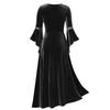 Women's Gothic Punk Long Sleeve Gold Velvet Lace-Up Dress