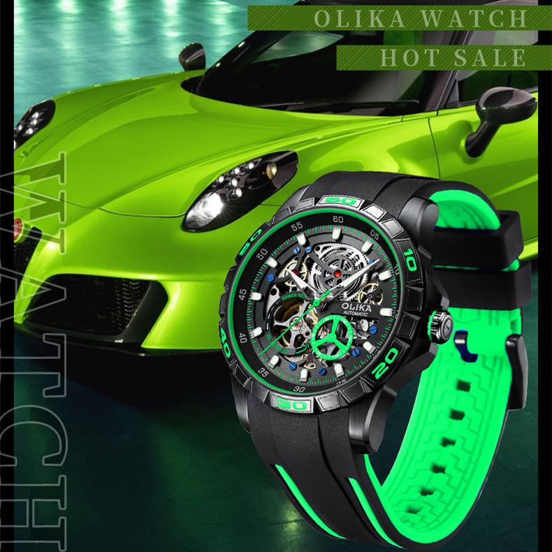 Новые роскошные мужские часы ТОП-бренда с коробкой, полностью автоматические полые модные водонепроницаемые светящиеся мужские механические часы