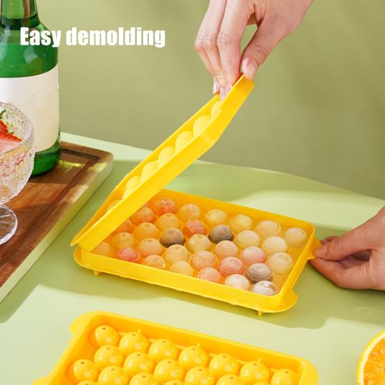 Yousheng Sphere Ice Cube Tray with Lid BPA-Free Stackable Plastic Mold for Whiskey Cocktails Easy-Release Space-Saving Ice Maker for Home Bar Party