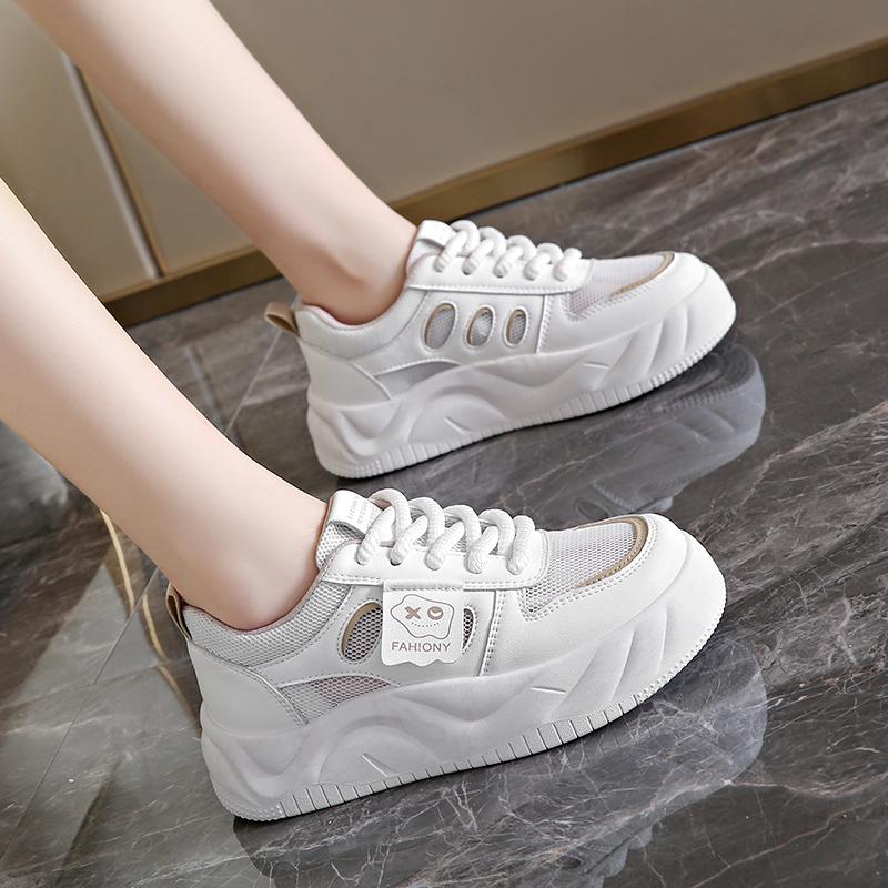 CRLAYDK 2024 Summer New In Women Platform Sneakers Mesh Breathable Walking White Shoes Skatebaording Casual Non Slip Tennis
