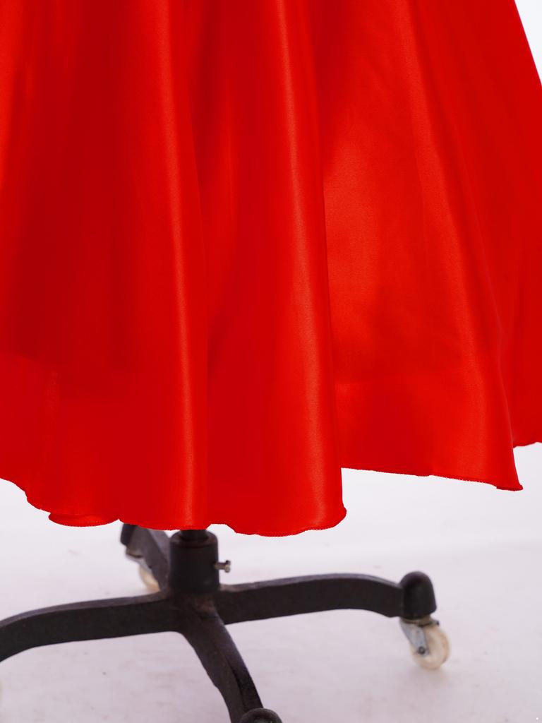 Женская Атласная Юбка Боковой Разрез Широкая Нижняя Кромка Застежка На Крючках и Петлях Пояс Испанская Фламенко Бальный Танцевальный Юбка