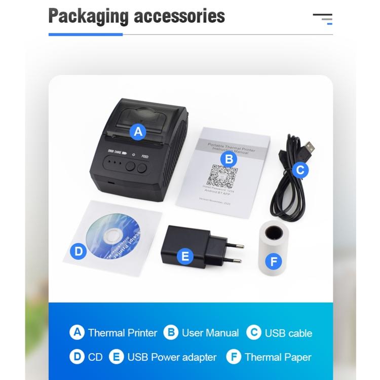 5811DD 58 мм Bluetooth 4.0 Портативный Термо Bluetooth Принтер Чеков, Вилка UK