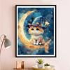 5d DIY Diamond Painting Cross Stitch Cartoon Animal Moon Cat Diamond Embroidery Mosaic Full Round Drill Home Decor