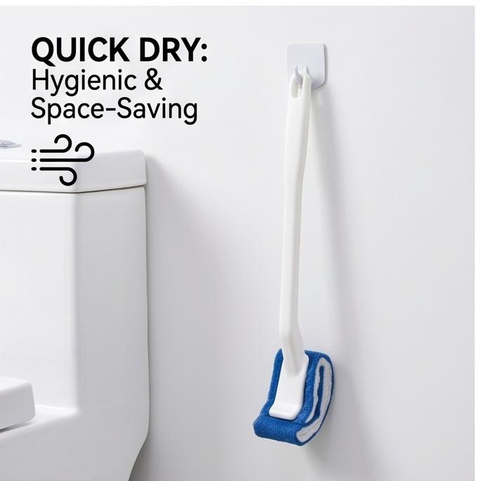 Ergonomic Handle Soft Bristle Toilet Brush, No Dead Angle Durable No-Rinse Bathroom Cleaning Tool for Household Toilet Stain Removal