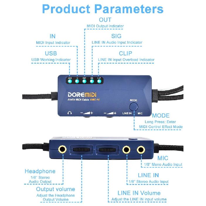 DOREMiDi Аудио MIDI Кабель USB Конвертер AMC-10, Имеющий Функции Звуковой Карты и MIDI
