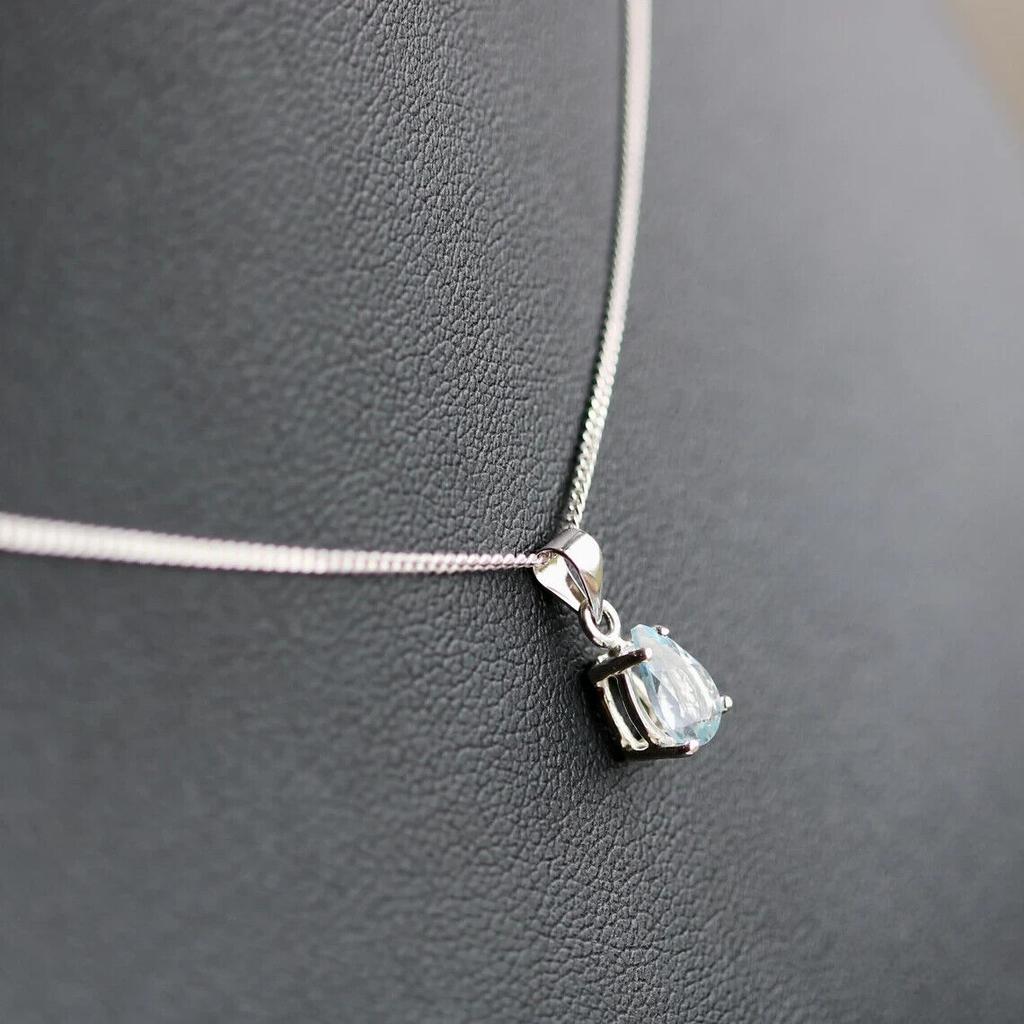 Натуральный аквамарин, драгоценный камень, ручная работа, серебро 925 пробы, грушевидное колье-капля
