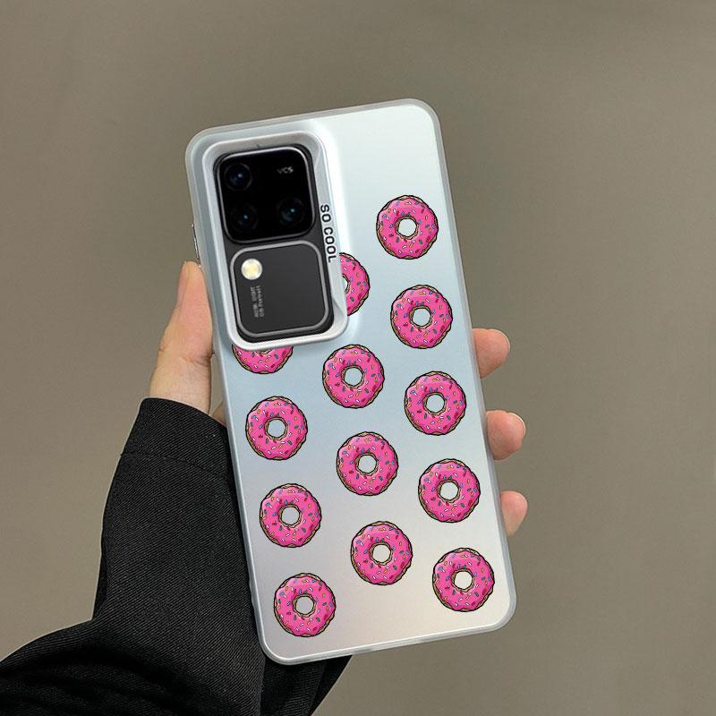 For Samsung Galaxy S21 S23 S24 FE S25 S24 S23 S22 Ultra Plus Laser Phone Case Sweet Fabulous Pink Donut Cookies Bread Cake Cover