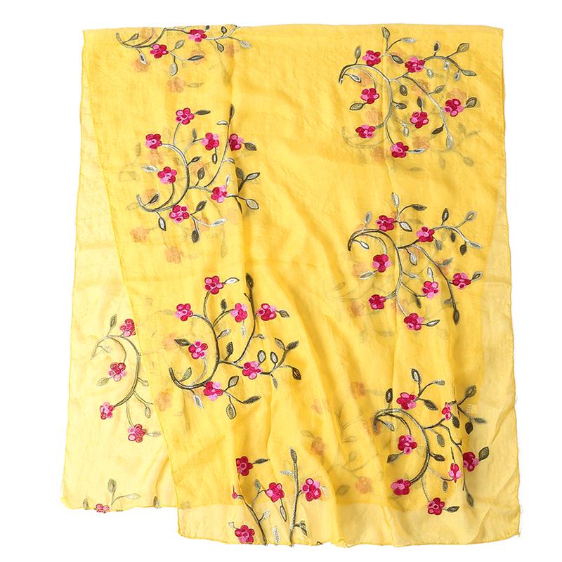 Spring And Summer New Flower Embroidery Ten Mile Peach Blossom Scarf Versatile Beach Towel Sunscreen Shawl Scarf For Women