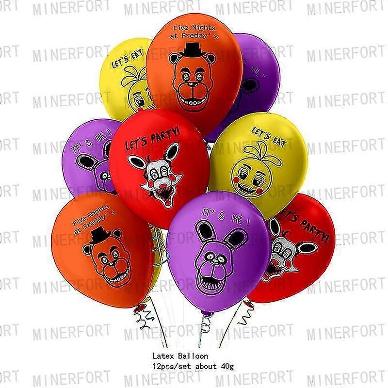 Anime Figures Five Fnaf Birthday Party Supplies Disposable Tableware Paper Plates Cups Balloons Cake Topper For Kids Decorations-Background 1Pcs 3