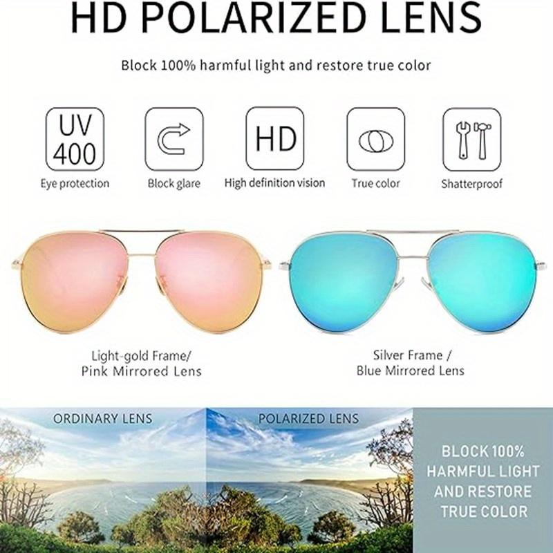 1шт Женские легкие солнцезащитные очки-авиаторы большого размера с зеркальными поляризованными линзами