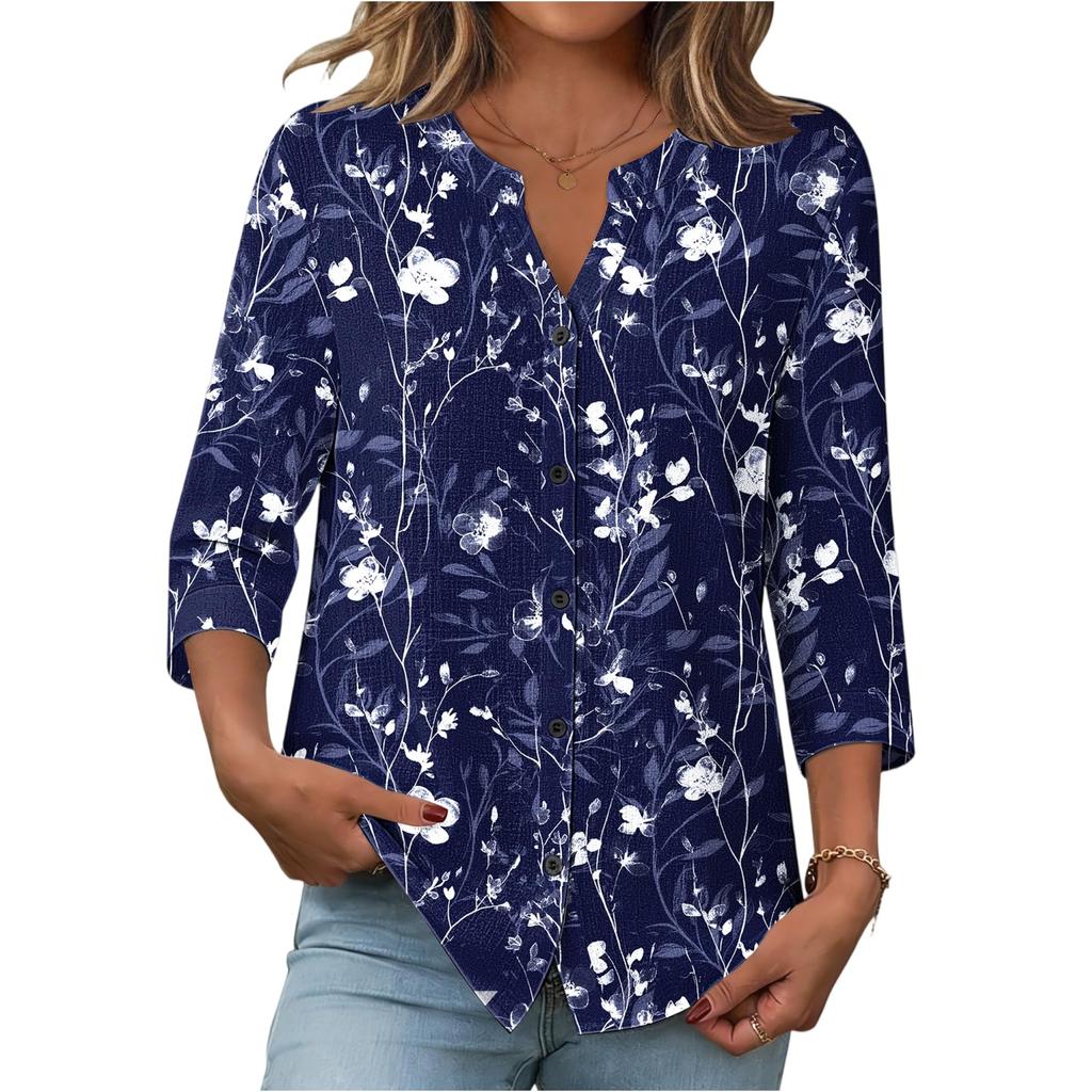 Женская модная повседневная винтажная блузка с принтом