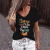 European and American Women's V-neck T-shirt Personalized Cartoon Cat Pattern 3D Printed Short Sleeve Fashion Trend Top
