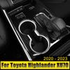 Stainless Car Gear Shift Panel Interior Protector Cover Trim Sticker Accessories For Toyota Highlander XU70 2020 2021 2022 2023