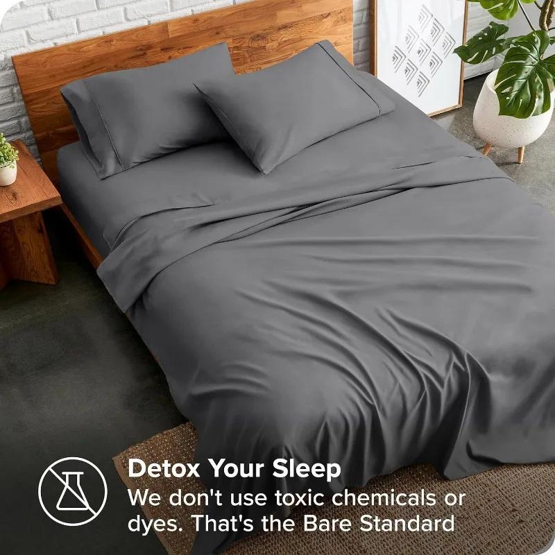 Extra Deep Pocket King Size Sheets Sets Fits Mattress Cover Split Head Flex King Sheet Set Bed Sheets Double Brushed Easy Fit 4 Piece Set FlexTop