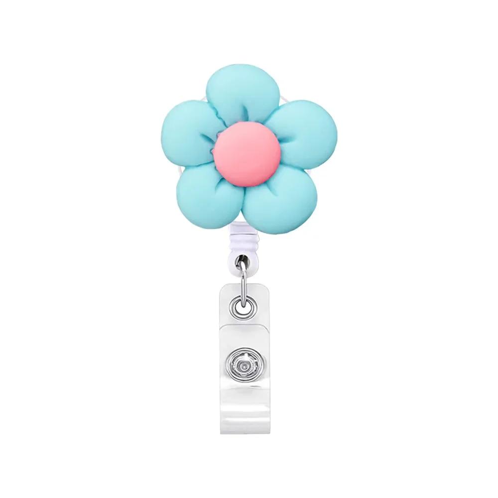 Roses Beaded 360° Rotation Retractable Badge Reel Nurse Display Id Name Card Badge Holder Anti-Lost Clip Valentine's Day GiftS
