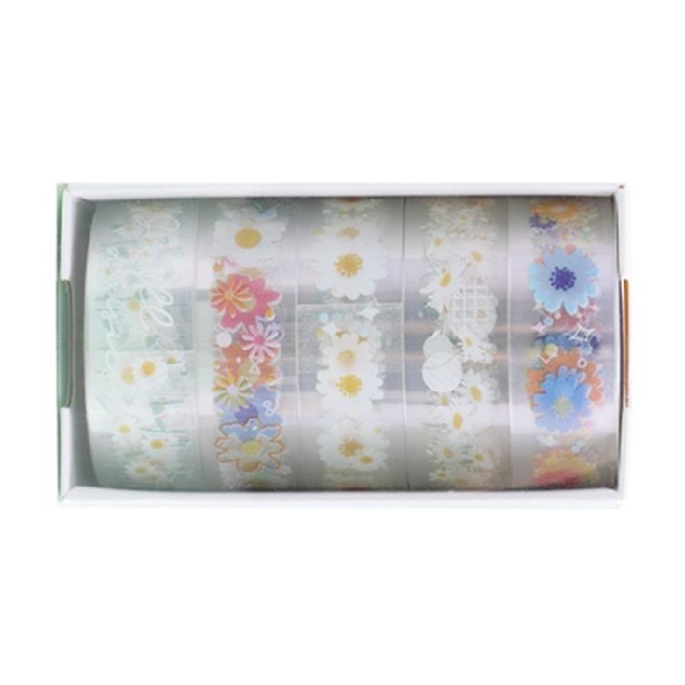 5 Rolls Clear Tape Butterfly Decorative Tape Flower Pattern Masking Tape Hand Account Tape Artists Tape Crafting Tape