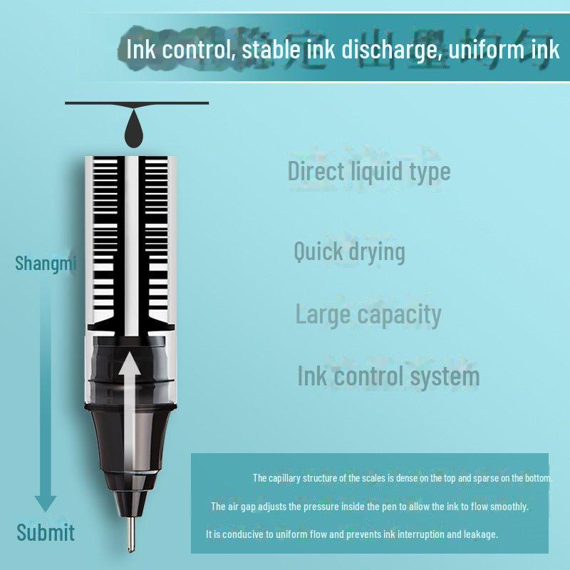 Шариковая ручка черного цвета с большой емкостью и быстрой сушкой - 0,5 мм для использования в офисе и учебе