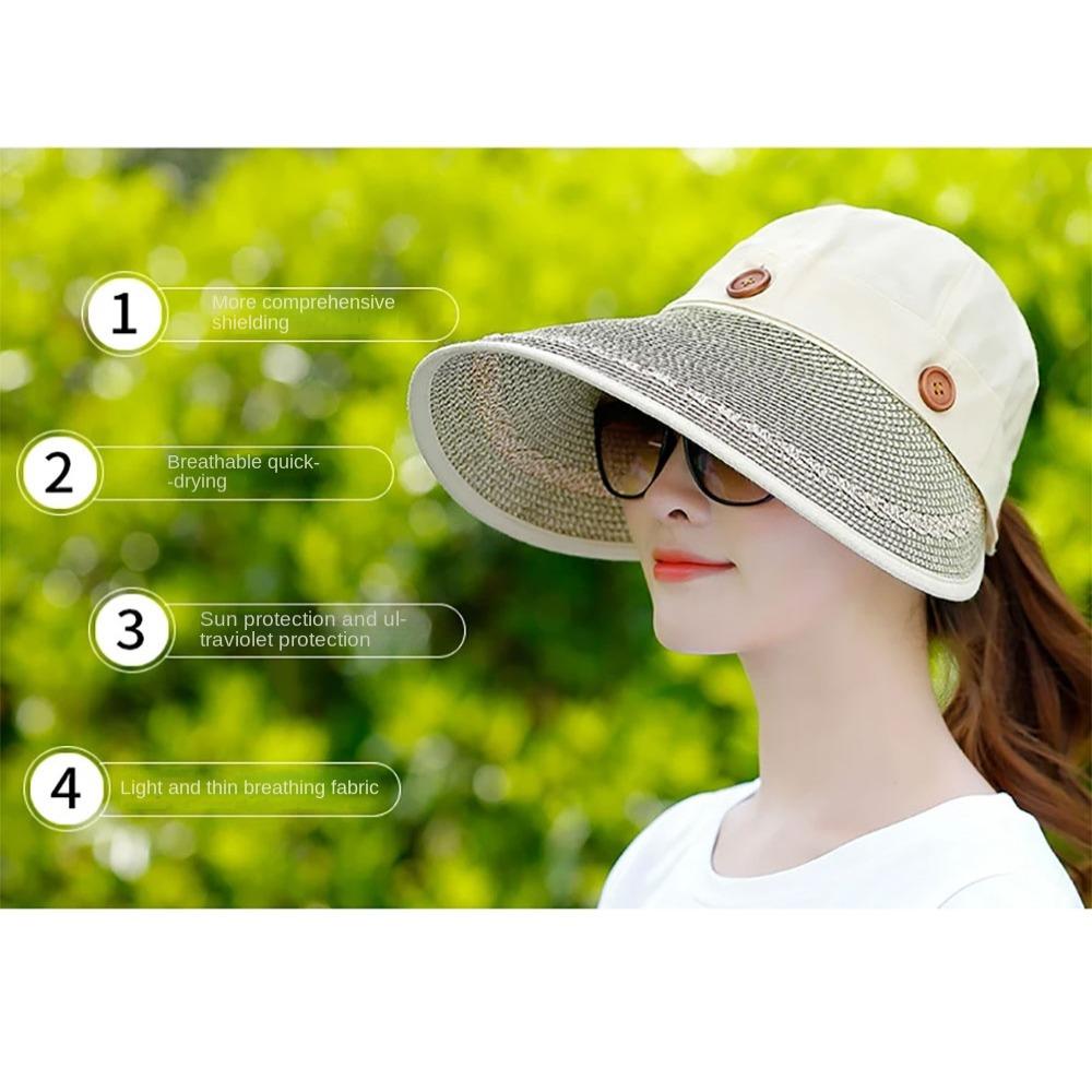 Floppy Dual-purpose Empty Top Hat Straw Beach Face Shade Hat Fashion Women's Sun Hat Women