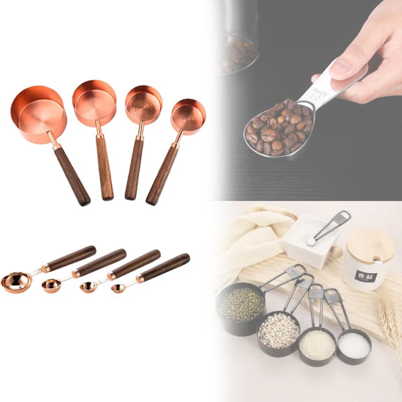 Rose Gold Stainless Steel Measuring Tool Kit With Graduated Cups And Spoons For Kitchen