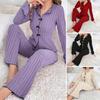 Women's Pajama Set Long Sleeve Top And Wide Leg Long Pants