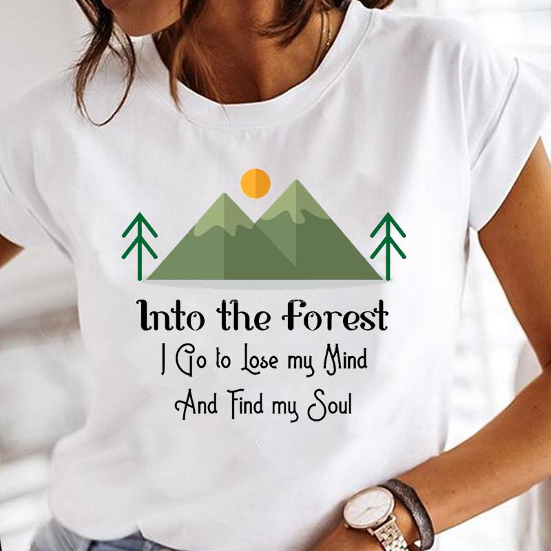 Одежда для отдыха на природе с коротким рукавом, повседневная футболка, летняя женская футболка, женская модная футболка с графическим принтом