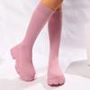 Fashion 2024 Pink Thick Sole Knitted Boots Women's Fashion Stretch Socks and Shoes Over Knee Boots Round Head Fashion Boots