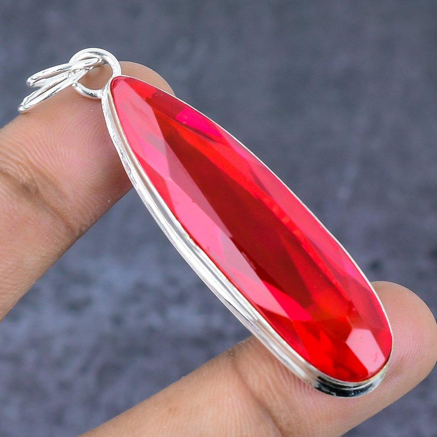 Peridot Gemstone Handmade 925 Sterling Silver Jewelry Pendant 2.05" J9H71